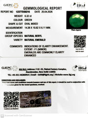6.32/CT Natural Panna Stone with Govt. Lab Certificate-12377D50216